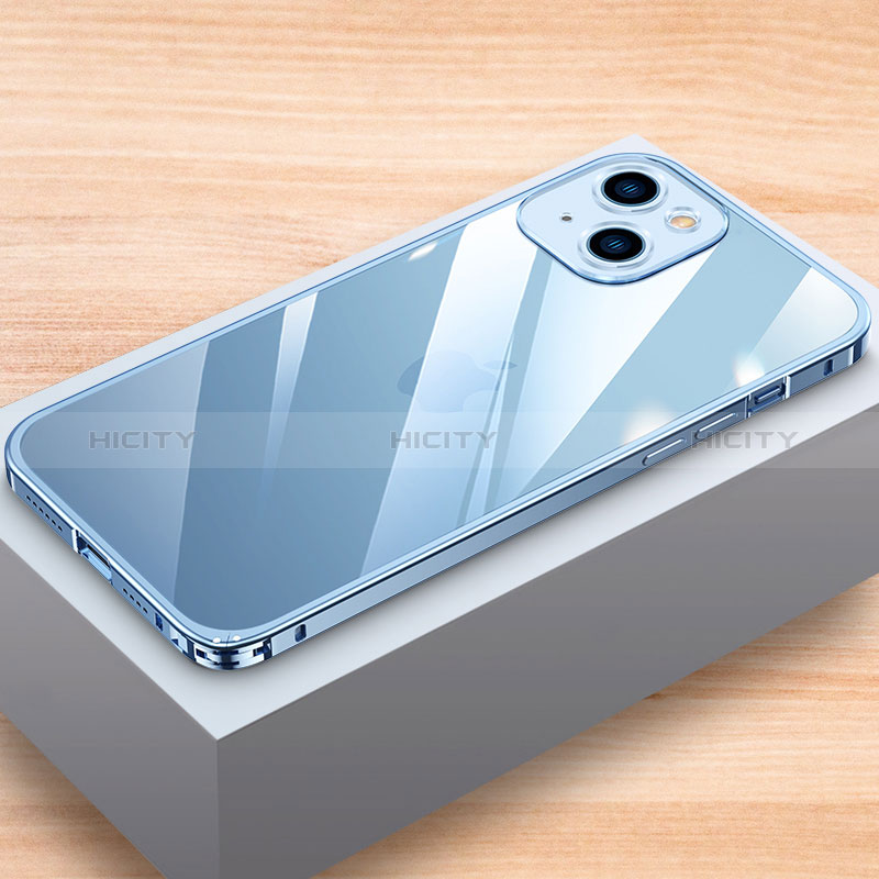 Funda Bumper Lujo Marco de Aluminio Carcasa LK1 para Apple iPhone 14 Azul