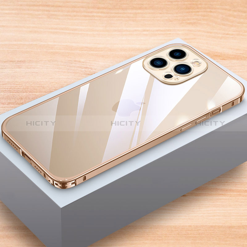 Funda Bumper Lujo Marco de Aluminio Carcasa LK1 para Apple iPhone 14 Pro Oro