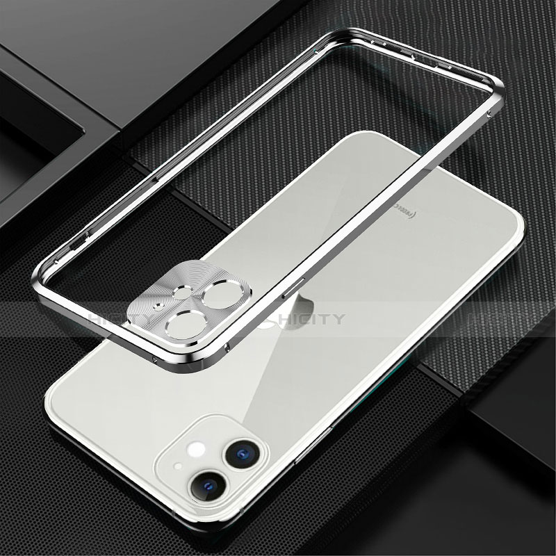 Funda Bumper Lujo Marco de Aluminio Carcasa N01 para Apple iPhone 12 Mini Plata