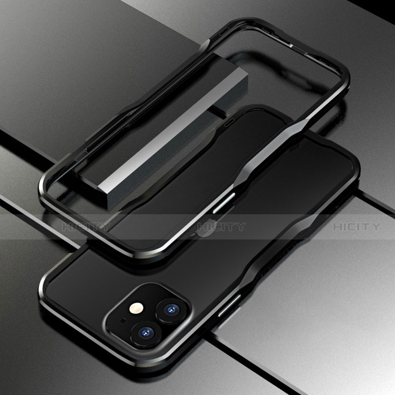 Funda Bumper Lujo Marco de Aluminio Carcasa N02 para Apple iPhone 12 Negro