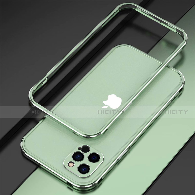 Funda Bumper Lujo Marco de Aluminio Carcasa N02 para Apple iPhone 12 Pro Max Menta Verde