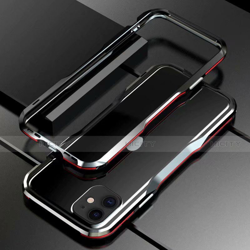 Funda Bumper Lujo Marco de Aluminio Carcasa para Apple iPhone 11 Rojo y Negro