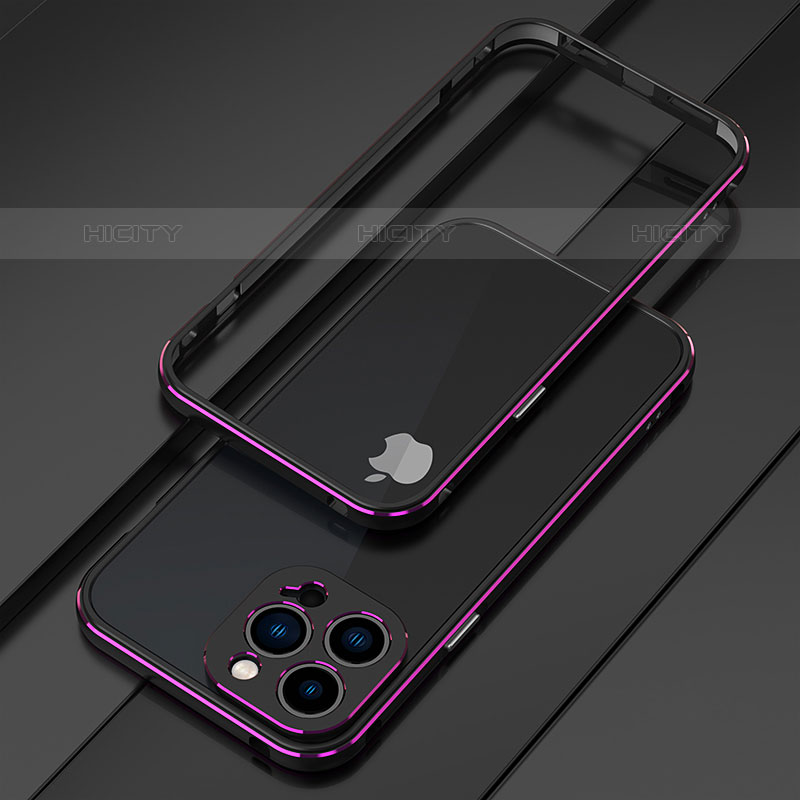 Funda Bumper Lujo Marco de Aluminio Carcasa para Apple iPhone 15 Pro Max Morado