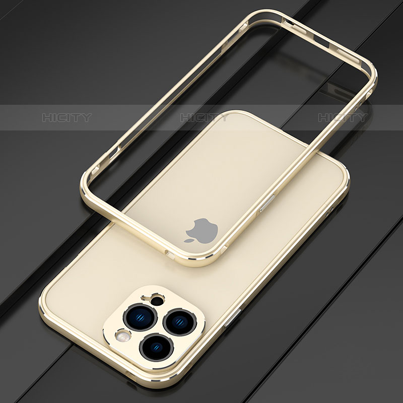 Funda Bumper Lujo Marco de Aluminio Carcasa para Apple iPhone 15 Pro Max Oro