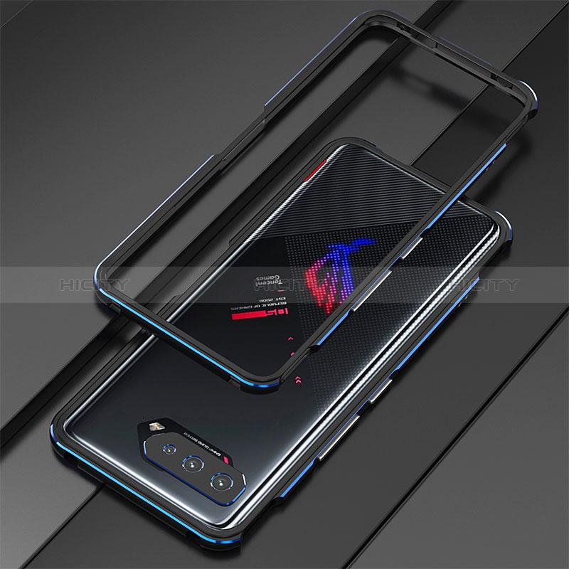 Funda Bumper Lujo Marco de Aluminio Carcasa para Asus ROG Phone 5 Pro Azul y Negro