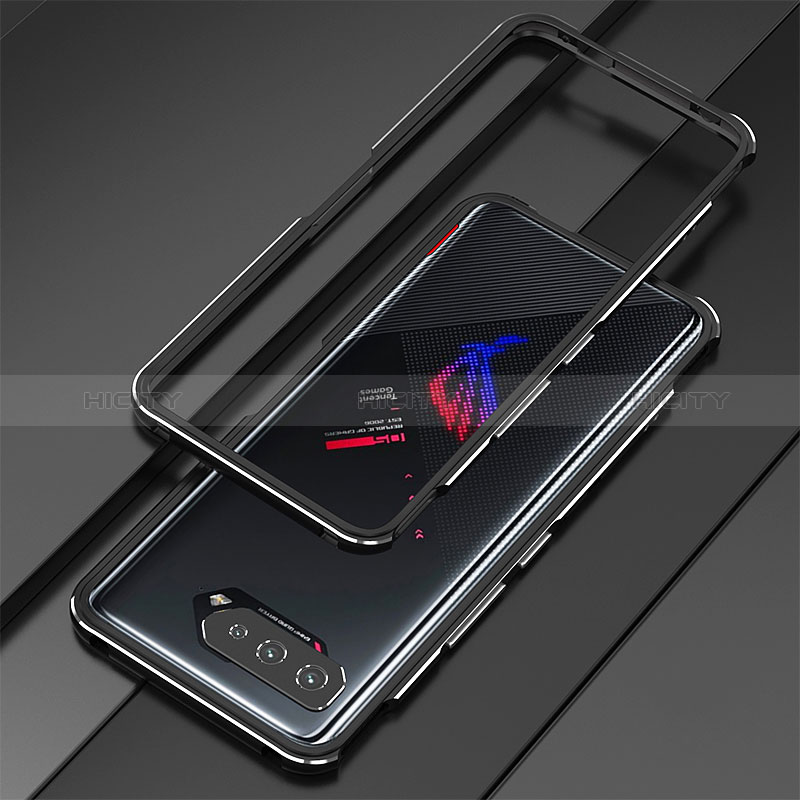 Funda Bumper Lujo Marco de Aluminio Carcasa para Asus ROG Phone 5 Pro Plata y Negro