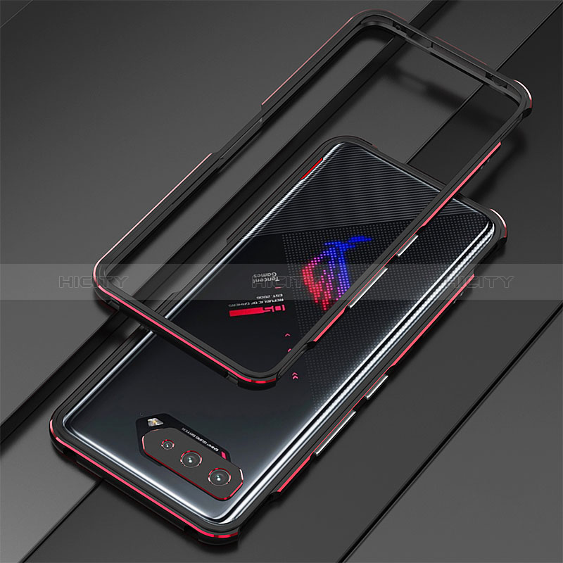 Funda Bumper Lujo Marco de Aluminio Carcasa para Asus ROG Phone 5 Ultimate Rojo y Negro