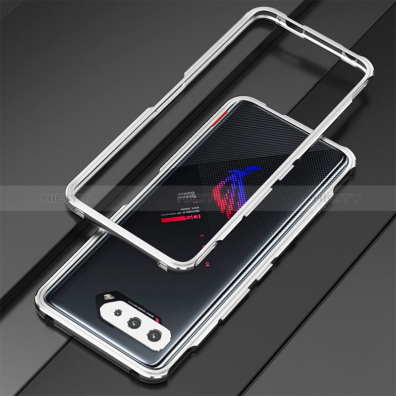 Funda Bumper Lujo Marco de Aluminio Carcasa para Asus ROG Phone 5s Pro Plata