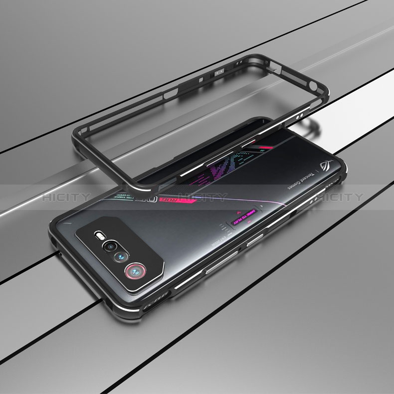 Funda Bumper Lujo Marco de Aluminio Carcasa para Asus ROG Phone 6 Plata y Negro