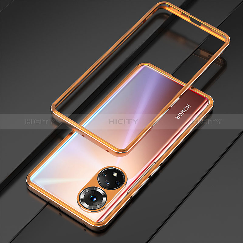 Funda Bumper Lujo Marco de Aluminio Carcasa para Huawei Honor 50 Pro 5G Naranja