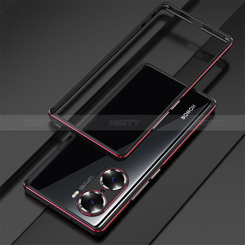 Funda Bumper Lujo Marco de Aluminio Carcasa para Huawei Honor 60 Pro 5G Rojo y Negro