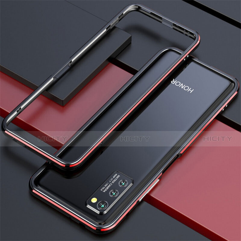 Funda Bumper Lujo Marco de Aluminio Carcasa para Huawei Honor V30 5G Rojo y Negro