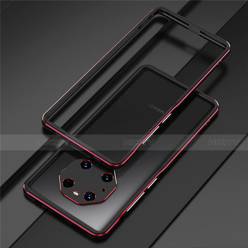 Funda Bumper Lujo Marco de Aluminio Carcasa para Huawei Mate 40 Pro Rojo y Negro