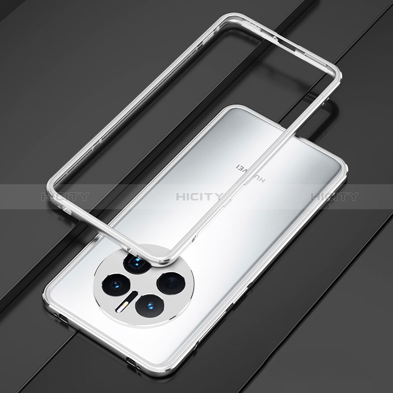 Funda Bumper Lujo Marco de Aluminio Carcasa para Huawei Mate 50 Plata