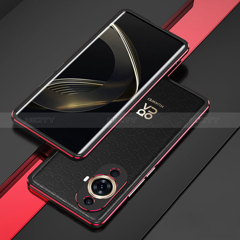 Funda Bumper Lujo Marco de Aluminio Carcasa para Huawei Nova 11 Rojo y Negro