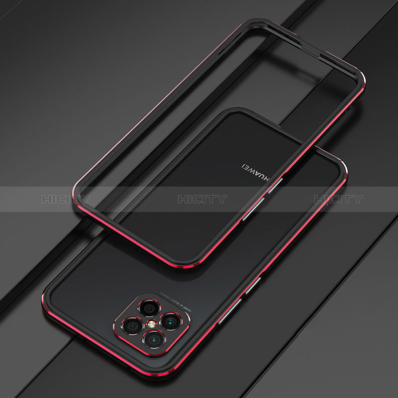 Funda Bumper Lujo Marco de Aluminio Carcasa para Huawei Nova 8 SE 4G Rojo y Negro