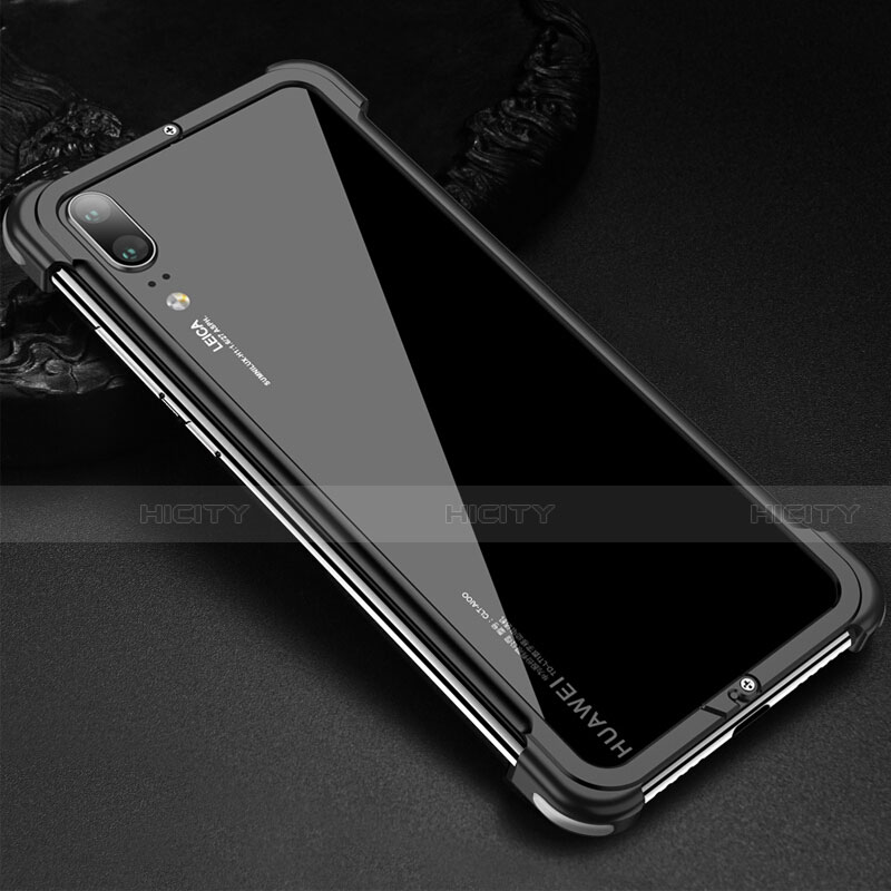 Funda Bumper Lujo Marco de Aluminio Carcasa para Huawei P20 Negro