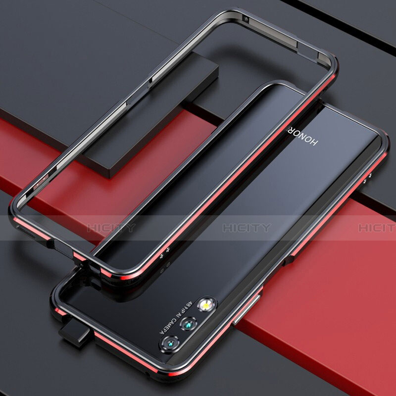 Funda Bumper Lujo Marco de Aluminio Carcasa para Huawei Y9 Prime (2019) Rojo y Negro