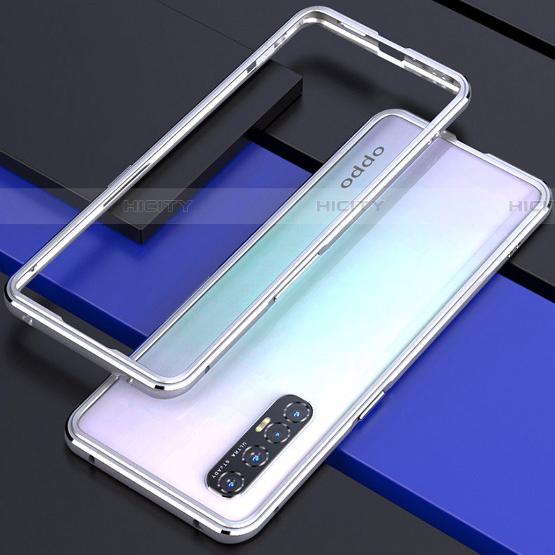 Funda Bumper Lujo Marco de Aluminio Carcasa para Oppo Find X2 Neo Plata