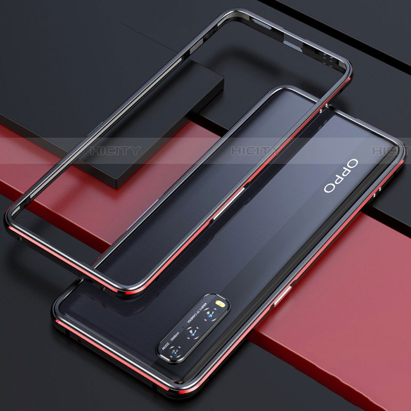 Funda Bumper Lujo Marco de Aluminio Carcasa para Oppo Find X2 Rojo