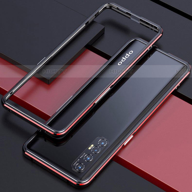 Funda Bumper Lujo Marco de Aluminio Carcasa para Oppo Reno3 Pro Rojo