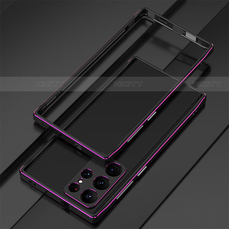 Funda Bumper Lujo Marco de Aluminio Carcasa para Samsung Galaxy S22 Ultra 5G Morado