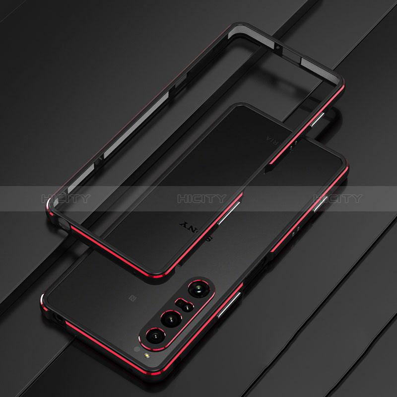 Funda Bumper Lujo Marco de Aluminio Carcasa para Sony Xperia 1 IV SO-51C Rojo