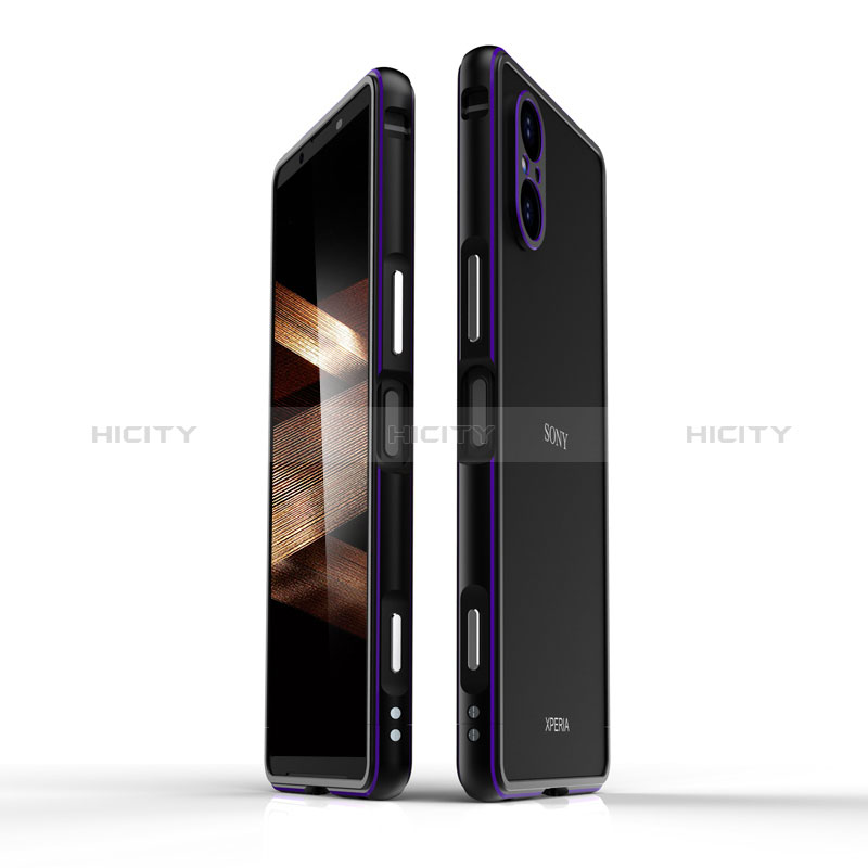 Funda Bumper Lujo Marco de Aluminio Carcasa para Sony Xperia 5 V Morado