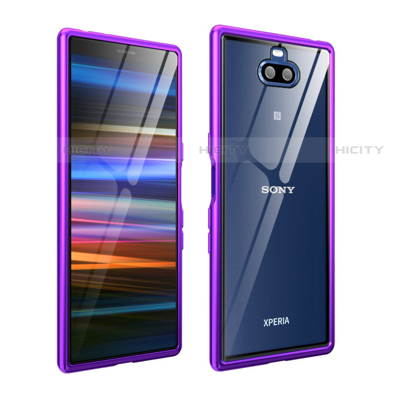 Funda Bumper Lujo Marco de Aluminio Carcasa para Sony Xperia XA3 Morado