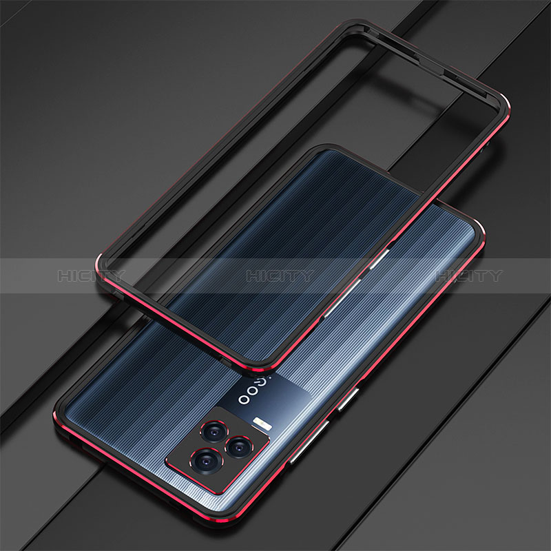 Funda Bumper Lujo Marco de Aluminio Carcasa para Vivo iQOO 7 Legend 5G Rojo y Negro