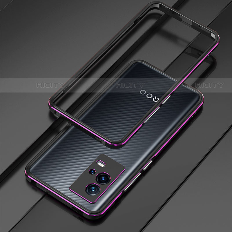 Funda Bumper Lujo Marco de Aluminio Carcasa para Vivo iQOO 8 Pro 5G Morado