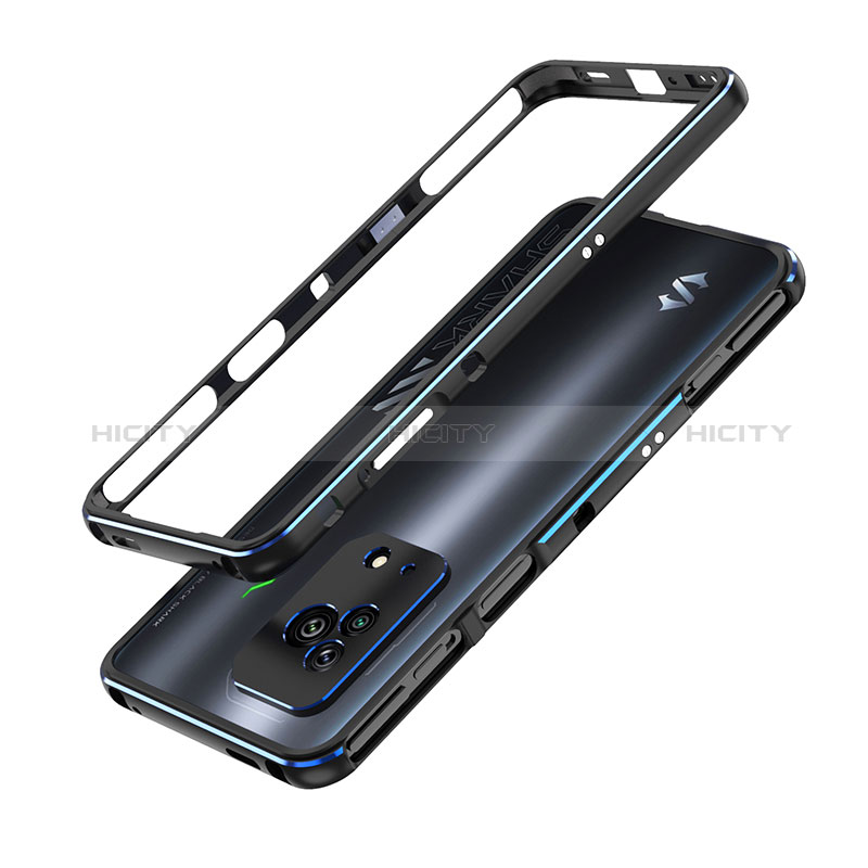 Funda Bumper Lujo Marco de Aluminio Carcasa para Xiaomi Black Shark 5 5G Azul y Negro