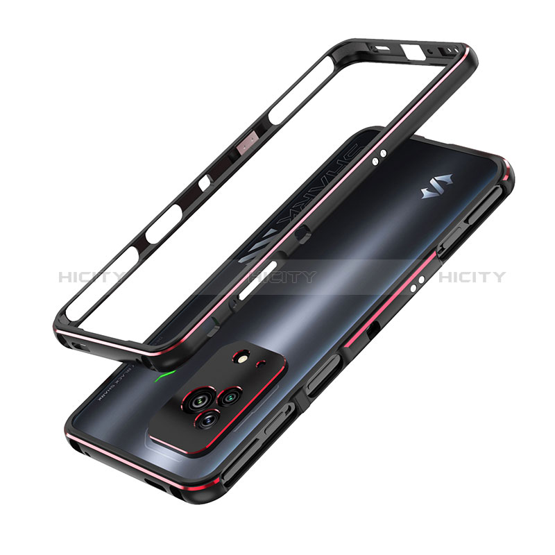 Funda Bumper Lujo Marco de Aluminio Carcasa para Xiaomi Black Shark 5 5G Rojo y Negro