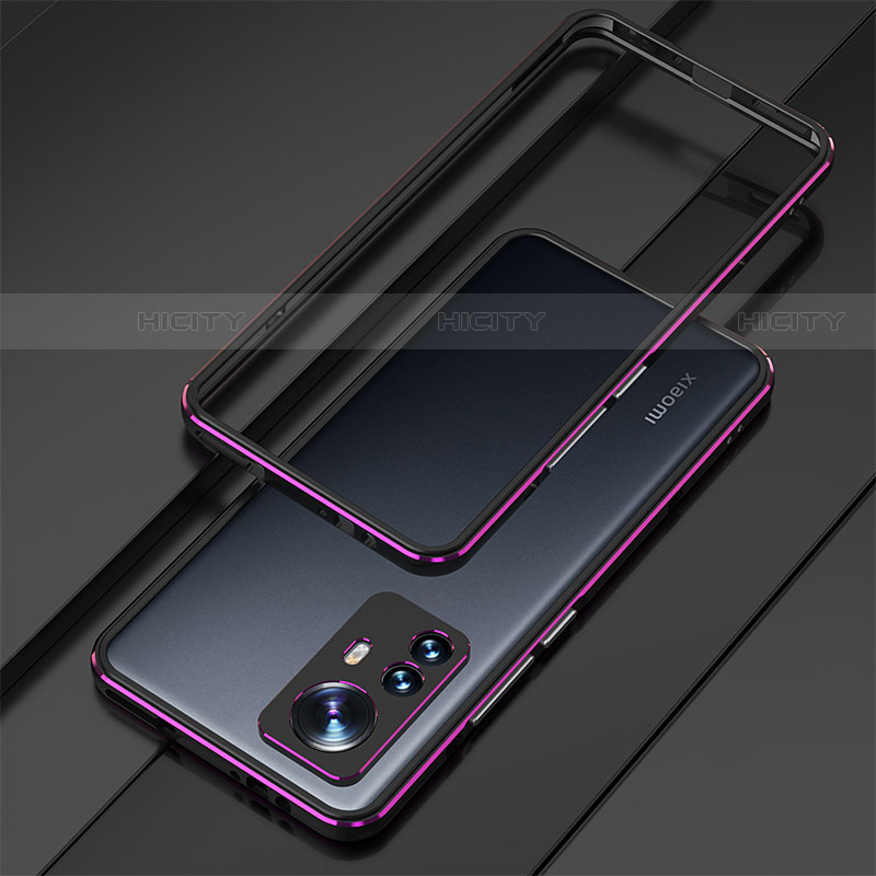 Funda Bumper Lujo Marco de Aluminio Carcasa para Xiaomi Mi 12 Pro 5G Morado