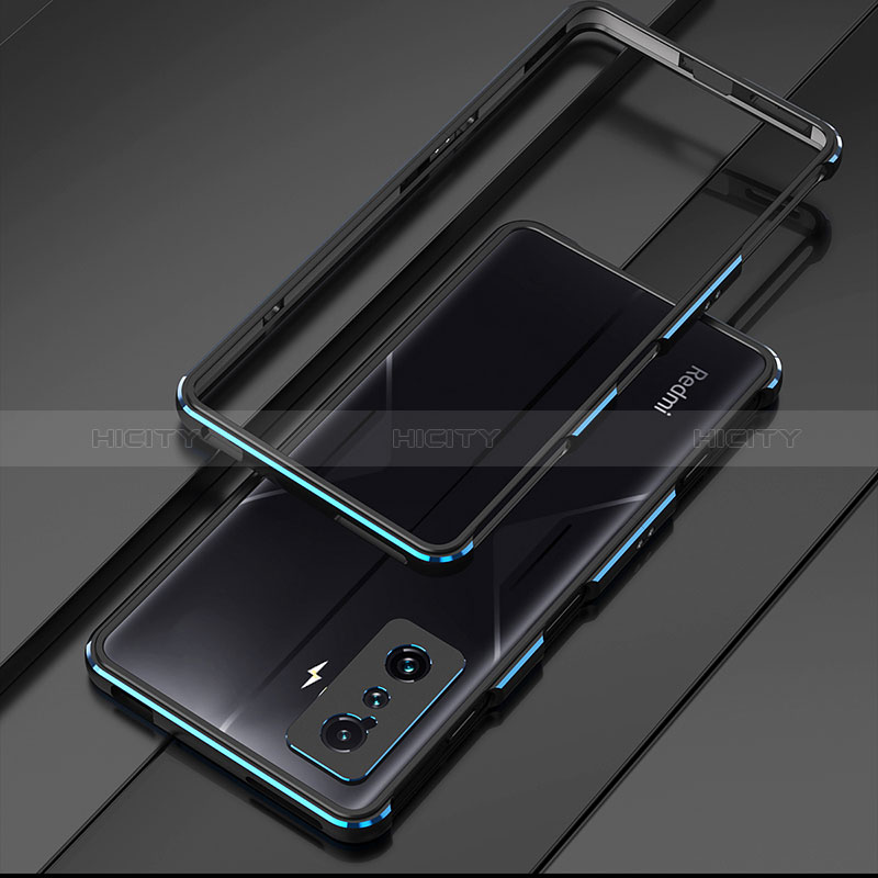 Funda Bumper Lujo Marco de Aluminio Carcasa para Xiaomi Poco F4 GT 5G Azul y Negro