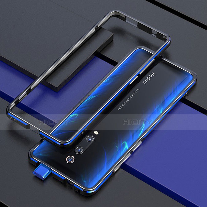 Funda Bumper Lujo Marco de Aluminio Carcasa para Xiaomi Redmi K20 Pro Azul y Negro