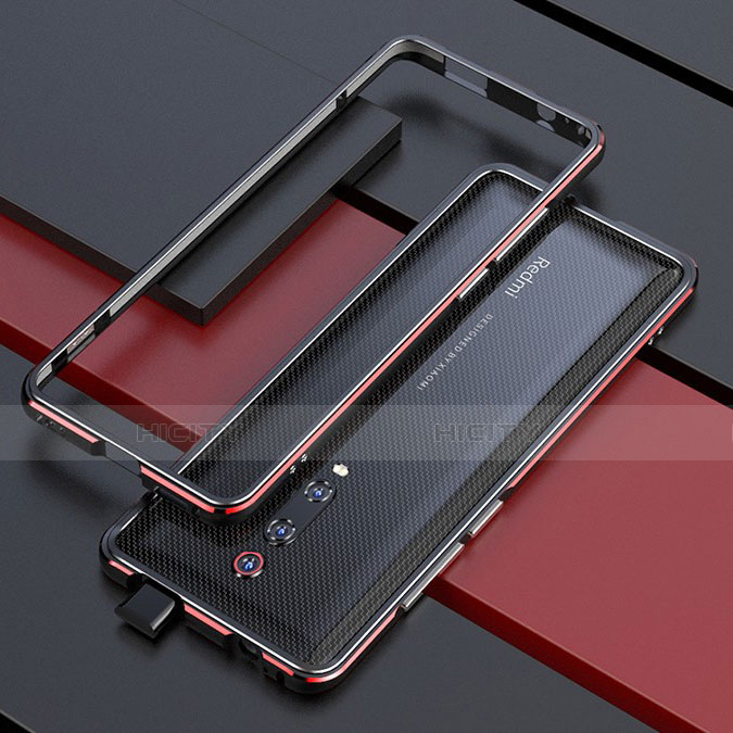 Funda Bumper Lujo Marco de Aluminio Carcasa para Xiaomi Redmi K20 Rojo y Negro