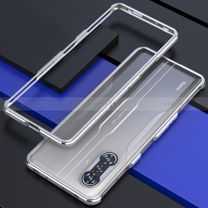 Funda Bumper Lujo Marco de Aluminio Carcasa para Xiaomi Redmi K40 Gaming 5G Plata