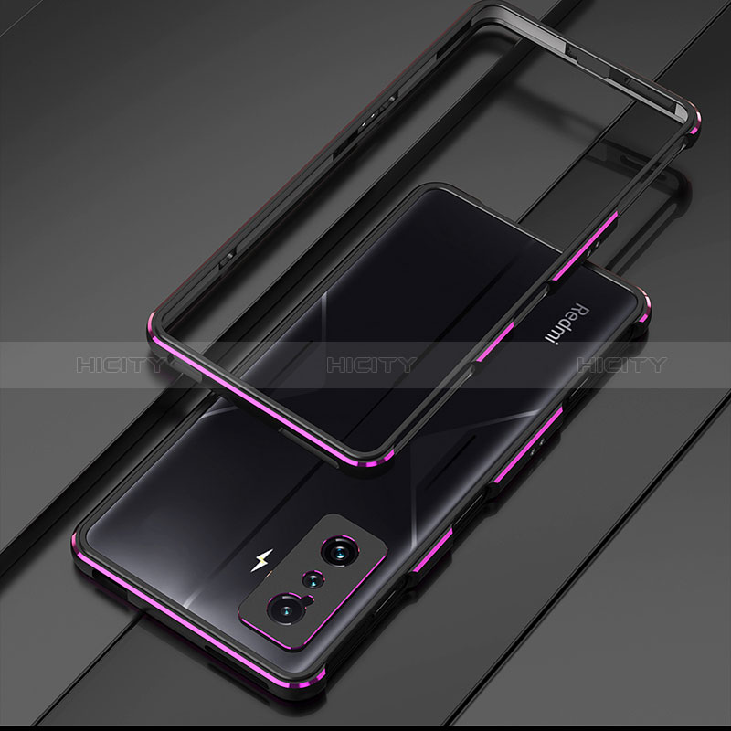 Funda Bumper Lujo Marco de Aluminio Carcasa para Xiaomi Redmi K50 Gaming 5G Morado