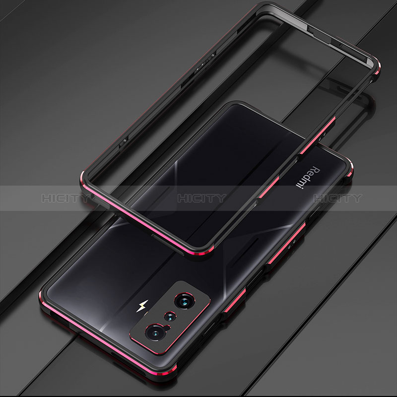 Funda Bumper Lujo Marco de Aluminio Carcasa para Xiaomi Redmi K50 Gaming AMG F1 5G Rojo y Negro