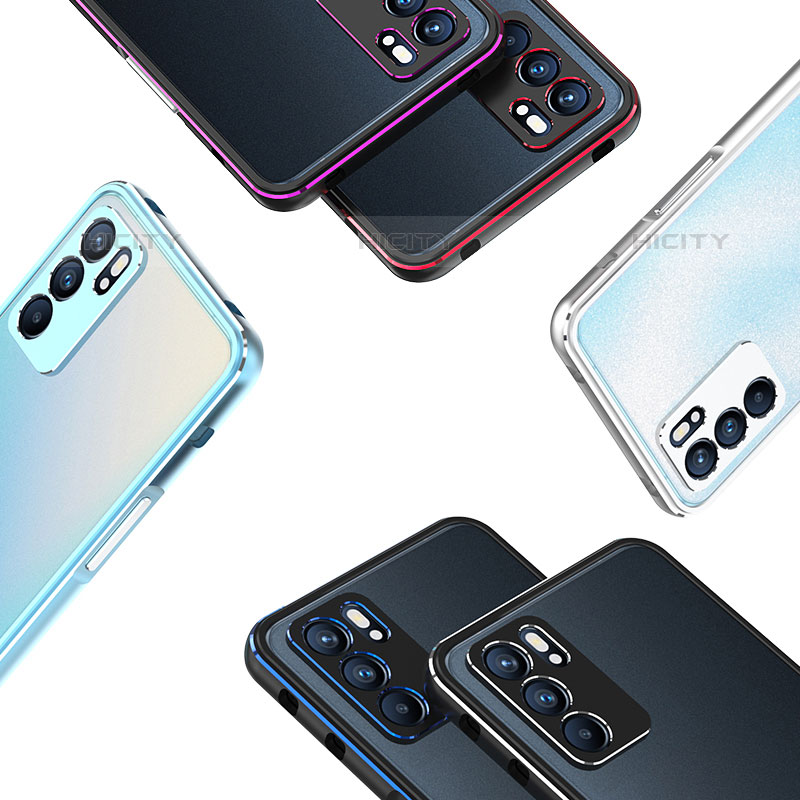 Funda Bumper Lujo Marco de Aluminio Carcasa S01 para Oppo Reno6 Pro 5G India