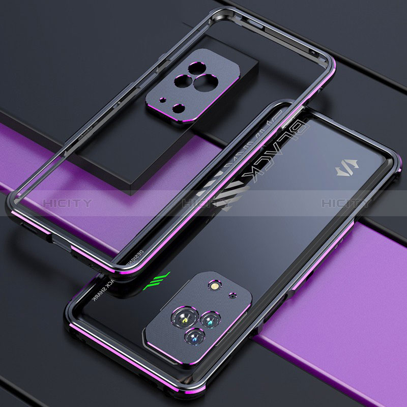 Funda Bumper Lujo Marco de Aluminio Carcasa S01 para Xiaomi Black Shark 5 5G Morado