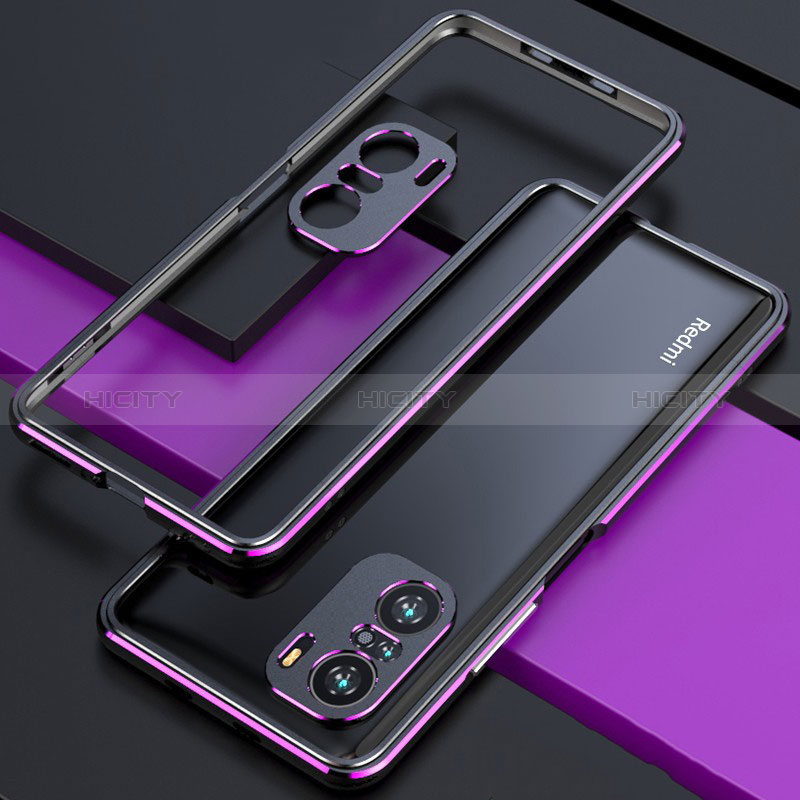 Funda Bumper Lujo Marco de Aluminio Carcasa S01 para Xiaomi Mi 11X 5G Morado