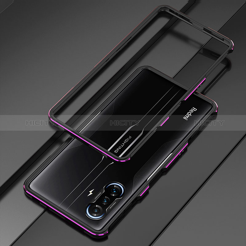 Funda Bumper Lujo Marco de Aluminio Carcasa S01 para Xiaomi Poco F3 GT 5G Morado