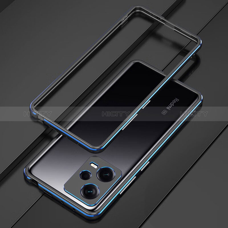 Funda Bumper Lujo Marco de Aluminio Carcasa S01 para Xiaomi Poco X5 5G Azul y Negro