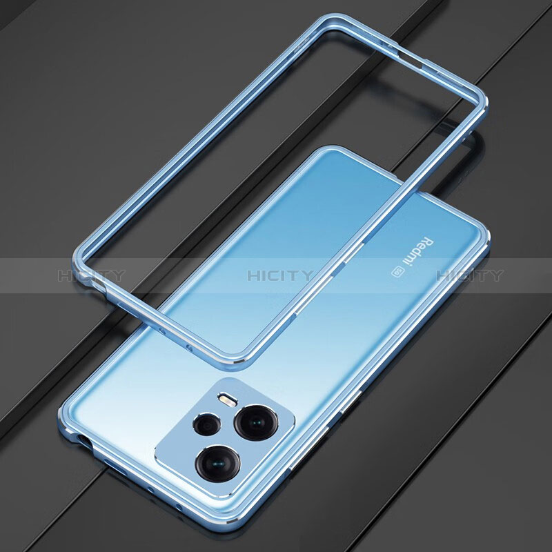 Funda Bumper Lujo Marco de Aluminio Carcasa S01 para Xiaomi Poco X5 5G Plata y Azul