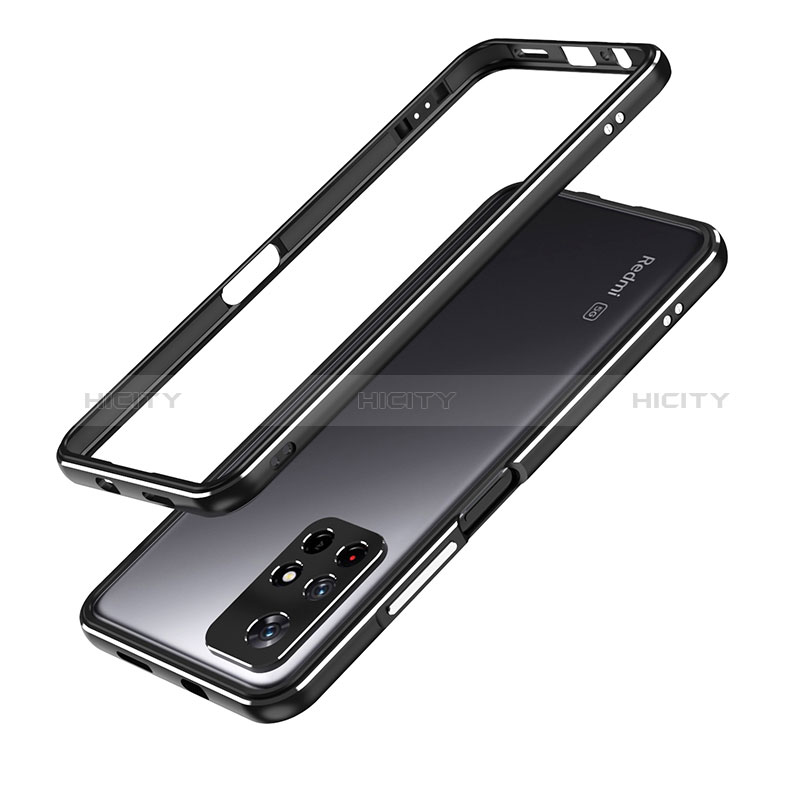 Funda Bumper Lujo Marco de Aluminio Carcasa S01 para Xiaomi Redmi Note 11T 5G Negro