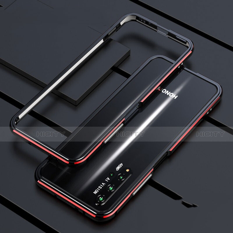 Funda Bumper Lujo Marco de Aluminio Carcasa T01 para Huawei Honor 20S Rojo y Negro