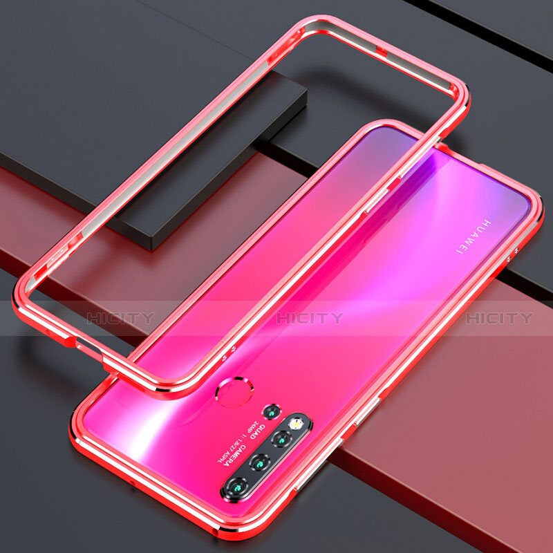 Funda Bumper Lujo Marco de Aluminio Carcasa T01 para Huawei Nova 5i Rojo