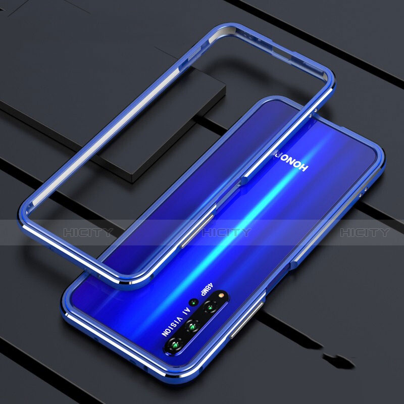 Funda Bumper Lujo Marco de Aluminio Carcasa T01 para Huawei Nova 5T Azul